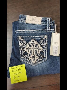Miss Me Dark Blue Bootcut Jeans with Embellished Back Pocket